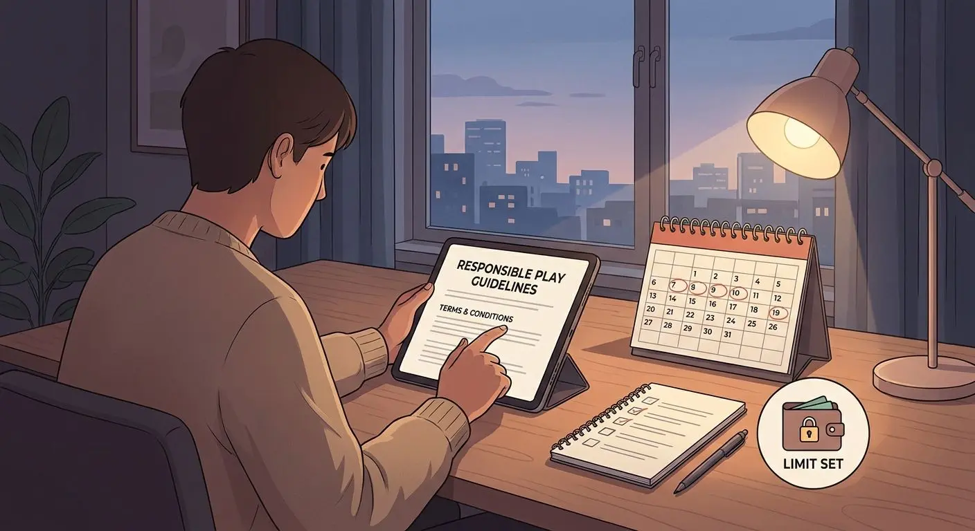 Player reviewing offer terms and responsible play limits
