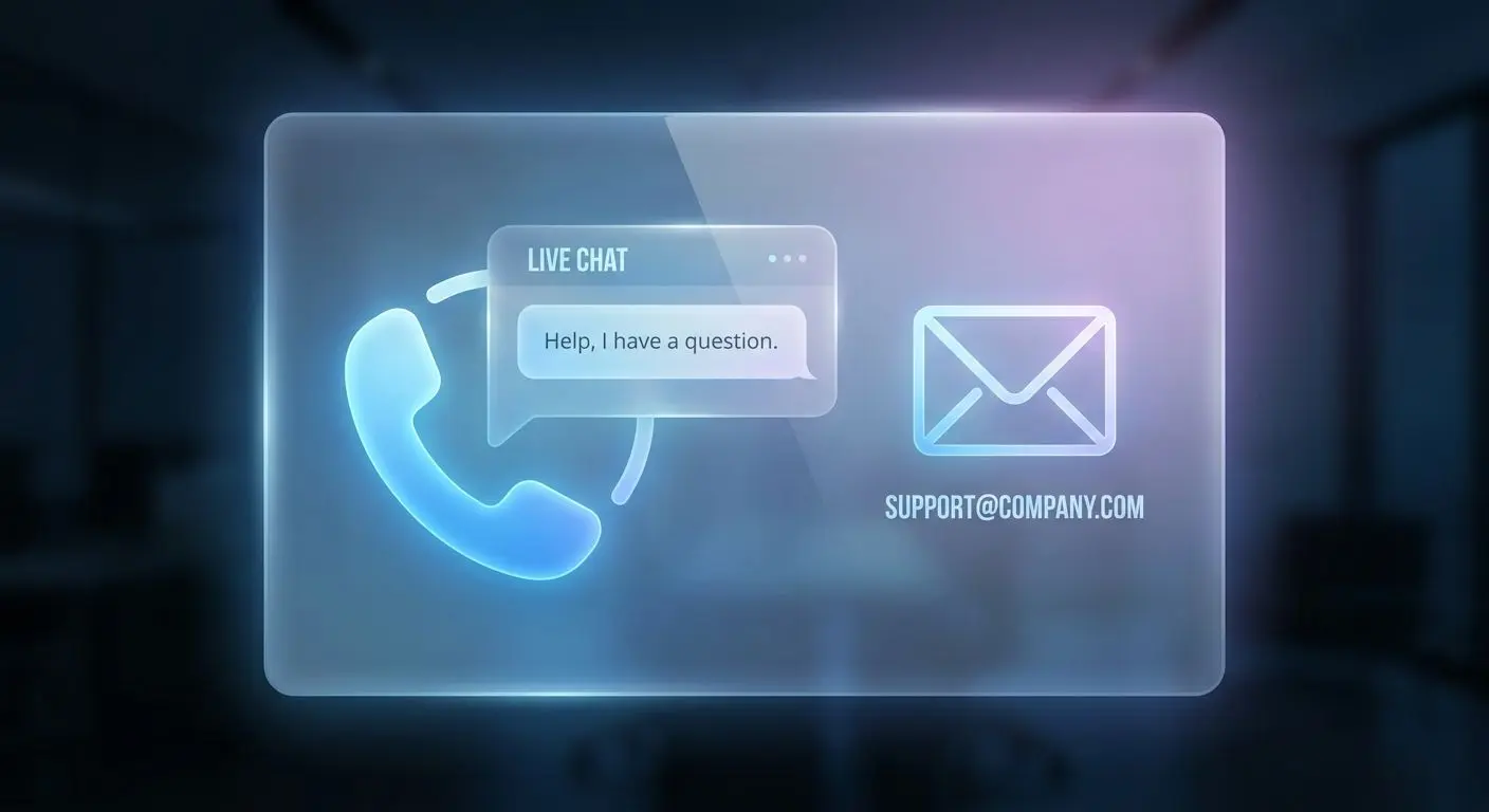 Phone chat and email support options visual