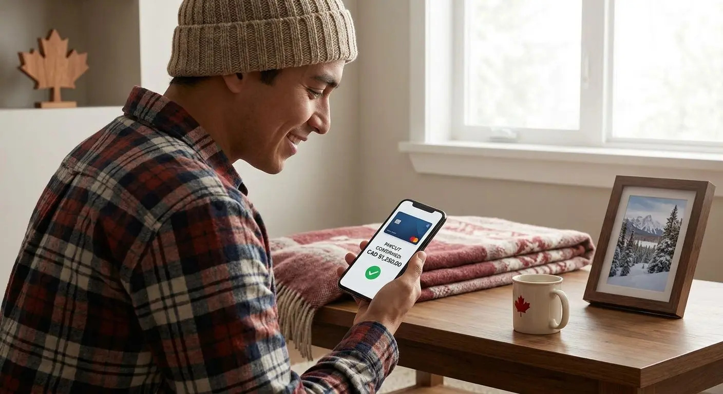 Player in Canada receiving a fast payout on mobile
