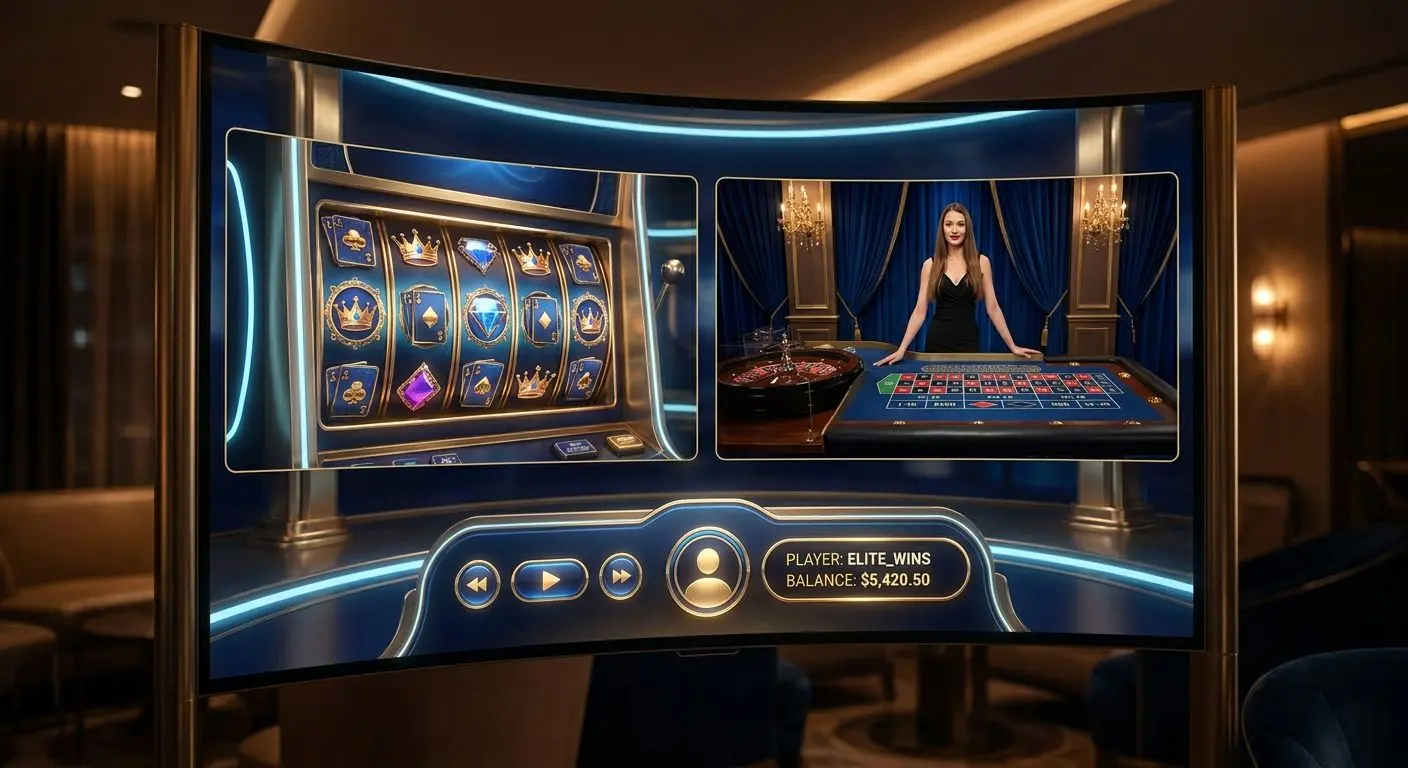 Mix of high roller slots and live table gameplay in premium style