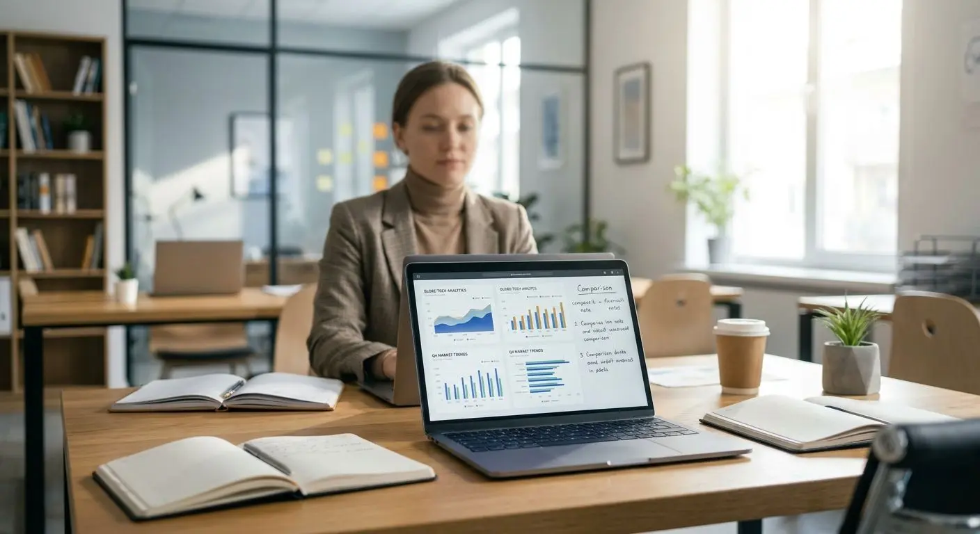Independent analyst reviewing online platform data