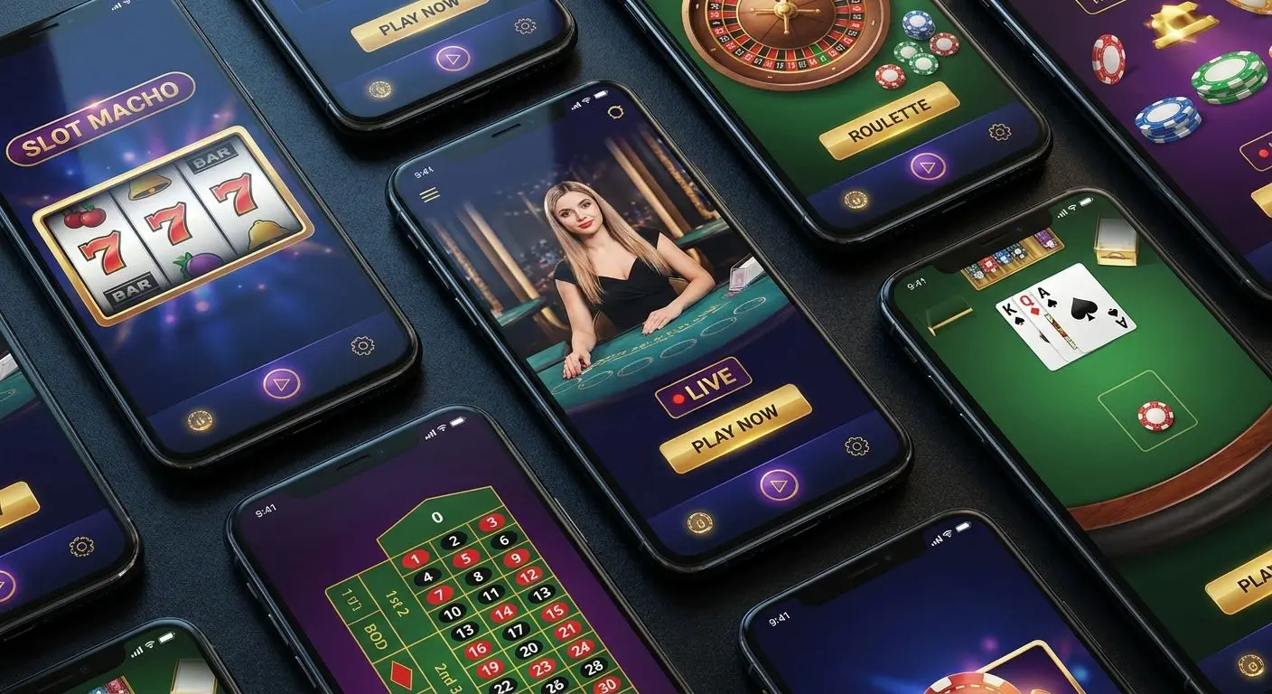 Collage of mobile game types on an iPhone screen