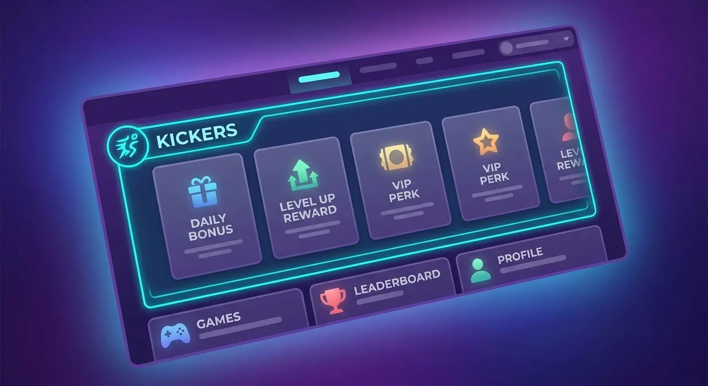 Illustration of a user dashboard with the Kickers section highlighted