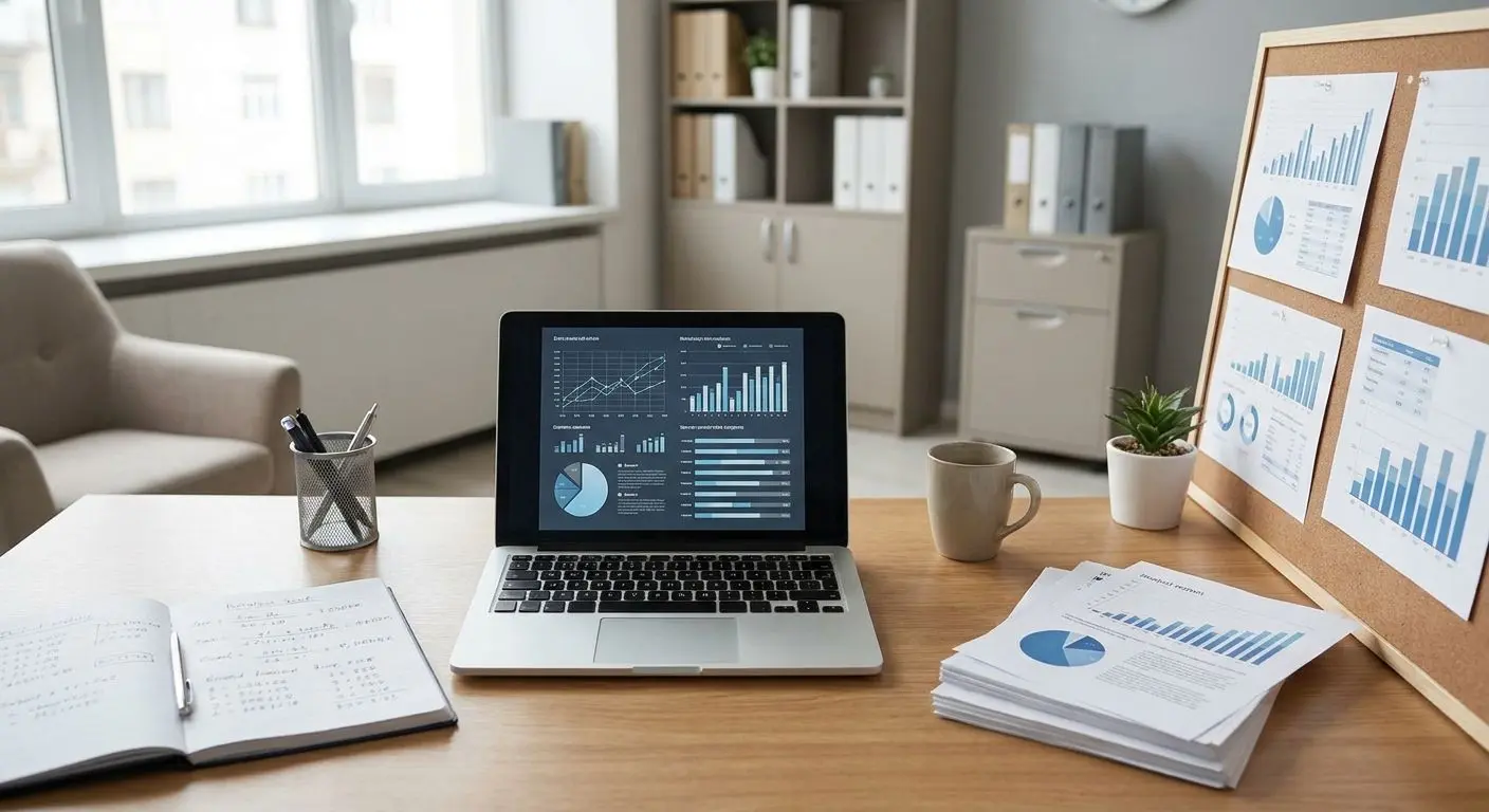 Author section illustration with analyst workspace