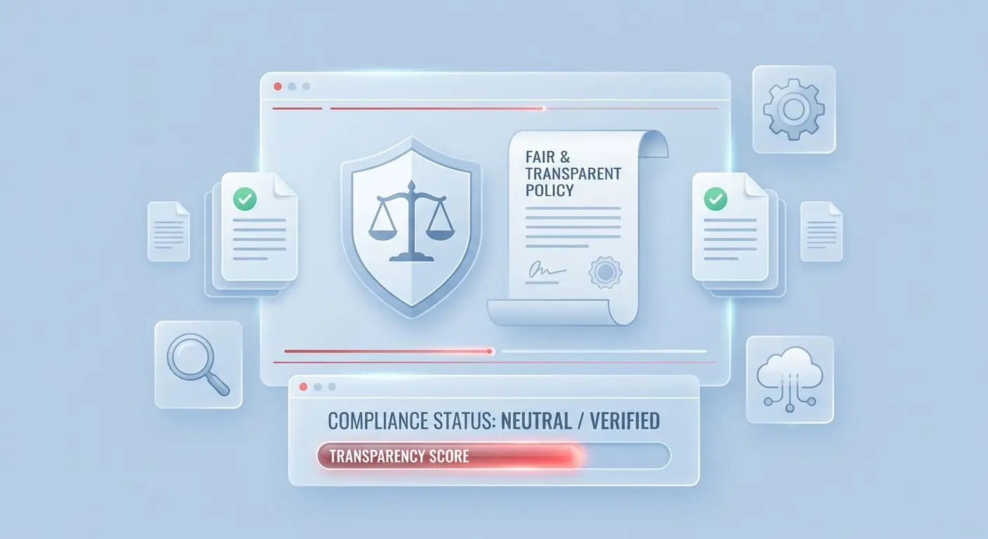 Fair and transparent bonus rules illustration with shield and policy documents