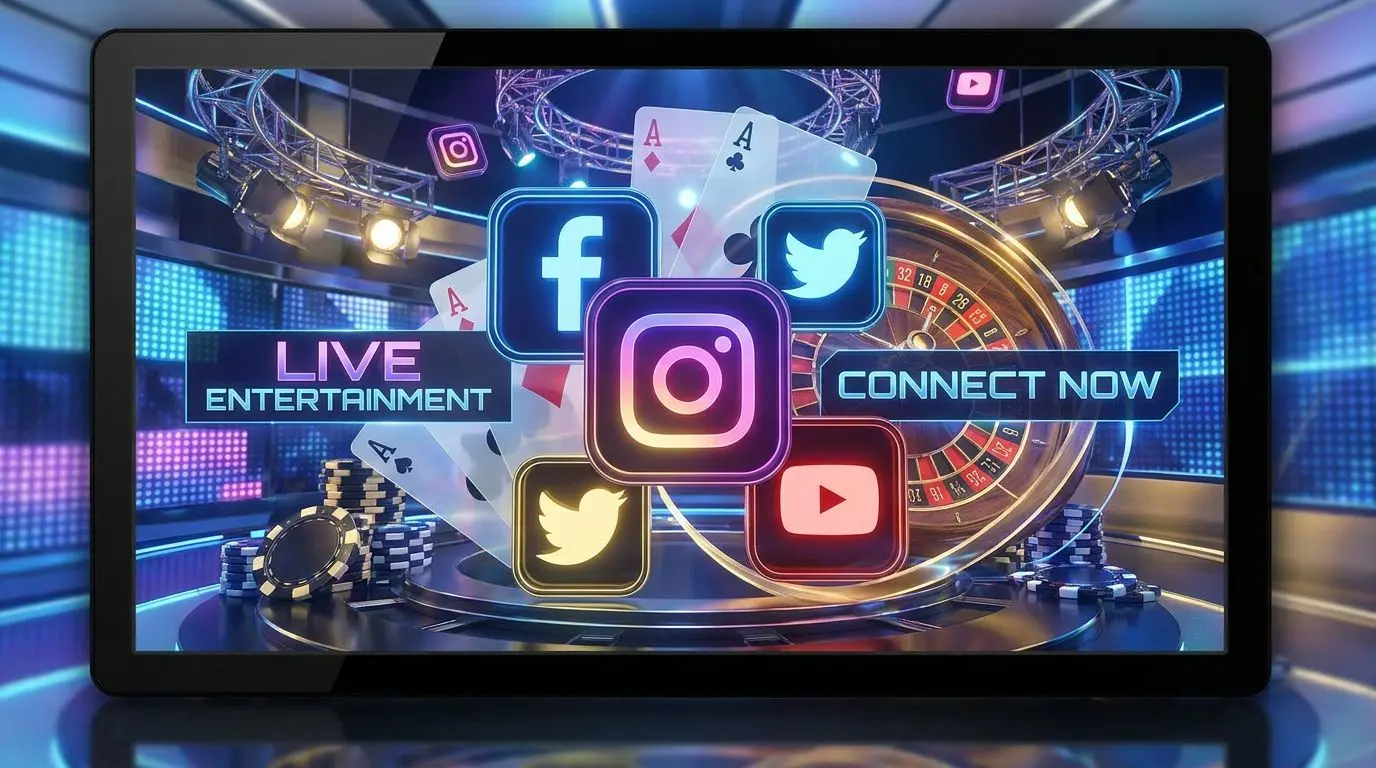 Social media collage with live games themed elements