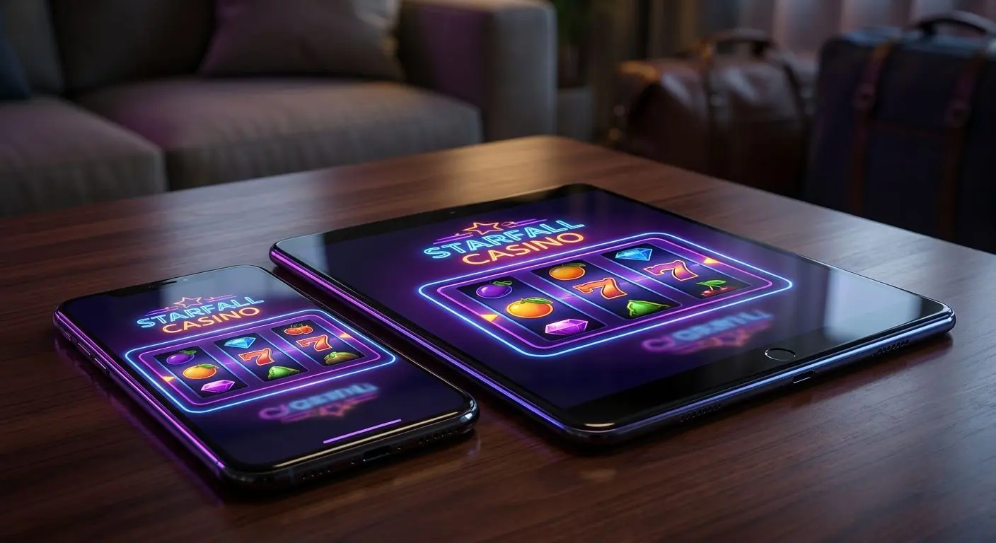 Smartphone and tablet showing mobile slot games