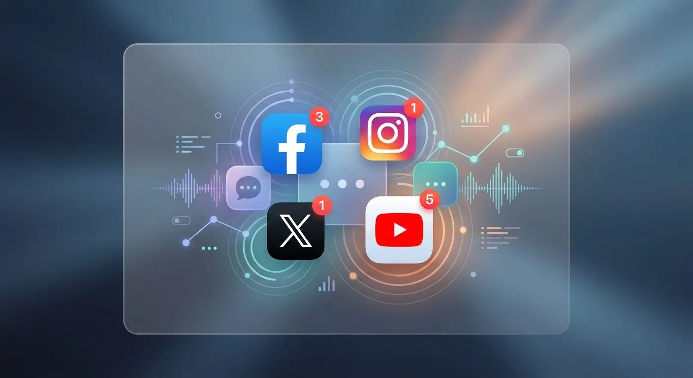 Social media collage for Facebook Instagram X and YouTube support updates